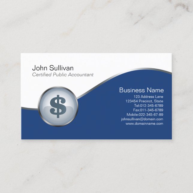 CPA Business Card Dollarzeichen Visitenkarte (Vorderseite)