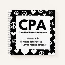 CPA Certified Peace Advocate Notebook Notizbuch