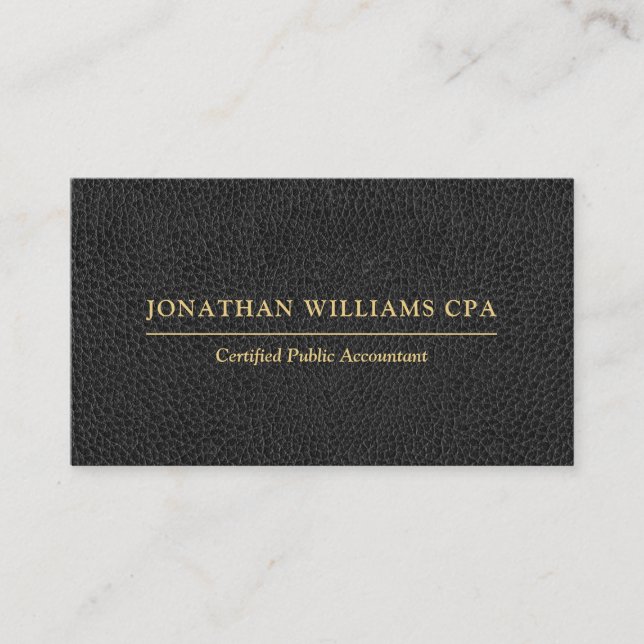 CPA-Imitate für Buchhalter Leather Gold Typografie Visitenkarte (Vorderseite)