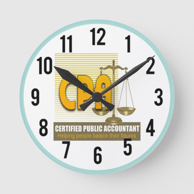 CPA mit SCALES-LOGO-ZERTIFIZIERTER ÖFFENTLICHER KO Runde Wanduhr (Vorderseite)