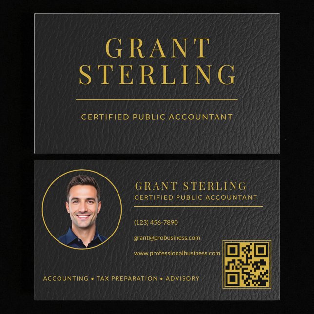 CPA Steuerberater Buchhalter Kunstleder QR-Code Visitenkarte (Von Creator hochgeladen)