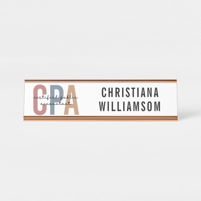 CPA zertifizierter öffentlicher Wirtschaftsprüfer Schreibtischnamensplakette (Vorderseite )