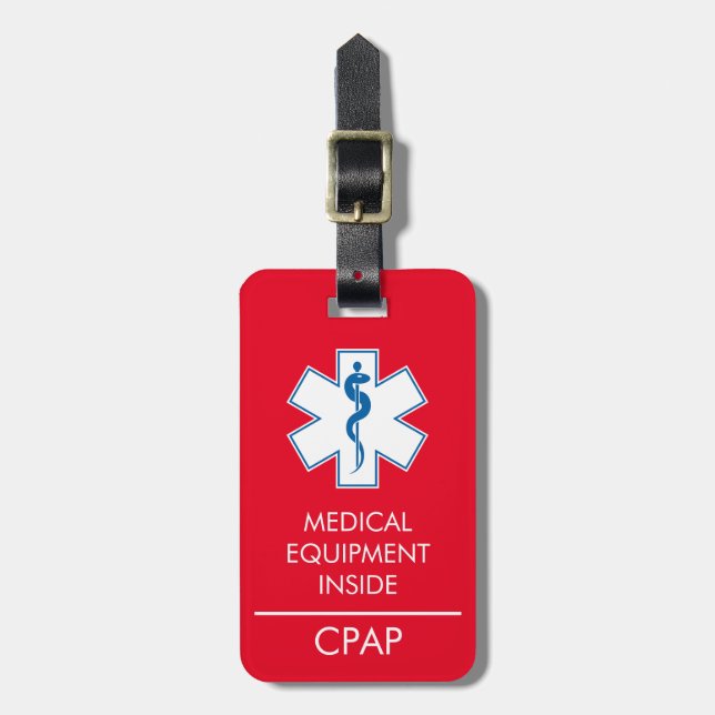 CPAP oder medizinische Warnmeldung auf dem Gepäcka Gepäckanhänger (Vorderseite vertikal)