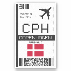 CPH Kopenhagen Boarding Pass - Dänemark Reisen Aufkleber
