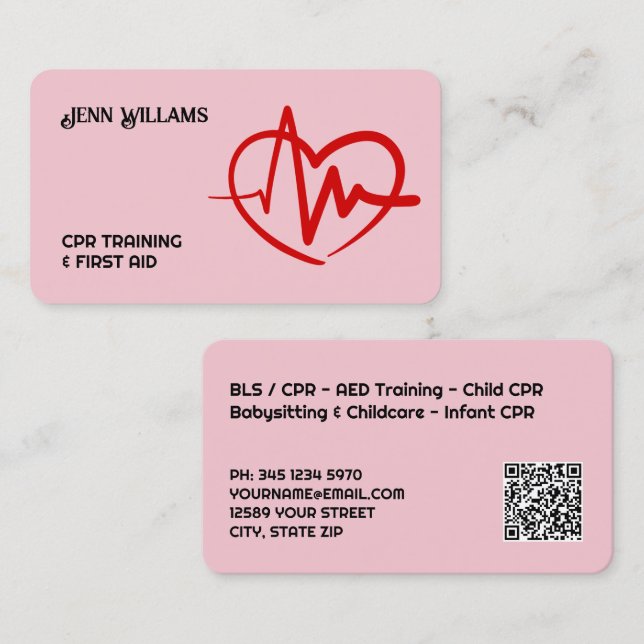 CPR-Dozent benutzerdefinierter QR-Code Visitenkarte (Vorne/Hinten)