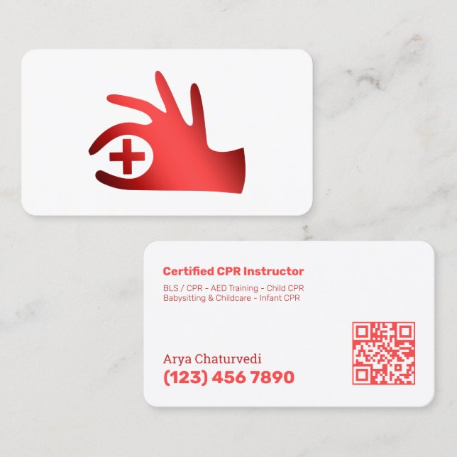 CPR Instructor & Erste Hilfe QR Visitenkarte (Vorne/Hinten)