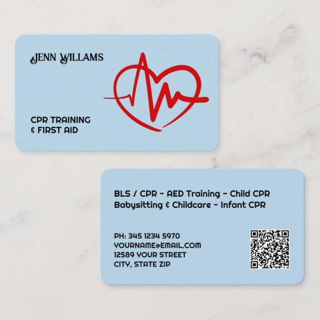 CPR-Instructor QR Visitenkarte (Vorne/Hinten)