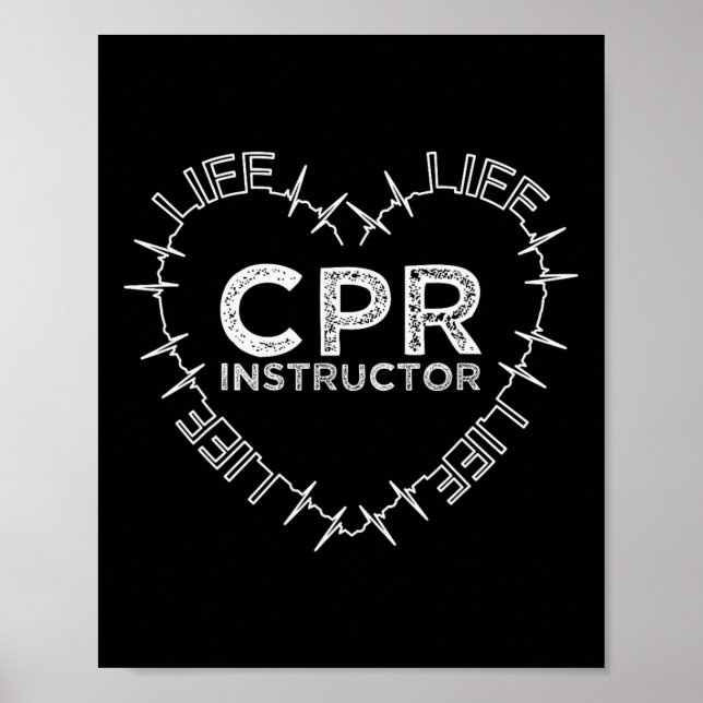 CPRR Instructor Rette Life Heart Beat Symbol Gift Poster (Vorne)