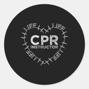 CPRR Instructor Rette Life Heart Beat Symbol Gift Runder Aufkleber