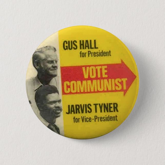 CPUSA 1976 Wahl - Gus Hall/Jarvis Tyner Knopf Button (Vorderseite)