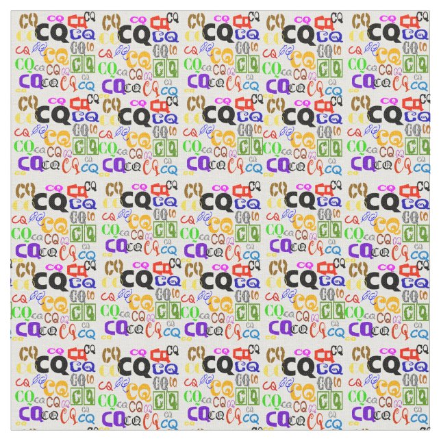 CQ Farbige Ham Radio Fabric Small Tiles Stoff (Nahaufnahme)