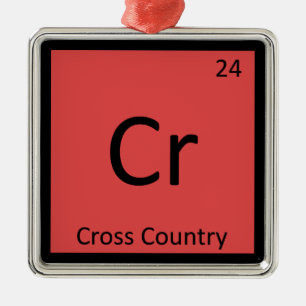 Cr - Cross-Country-Sport Chemie Periodensystem Silbernes Ornament