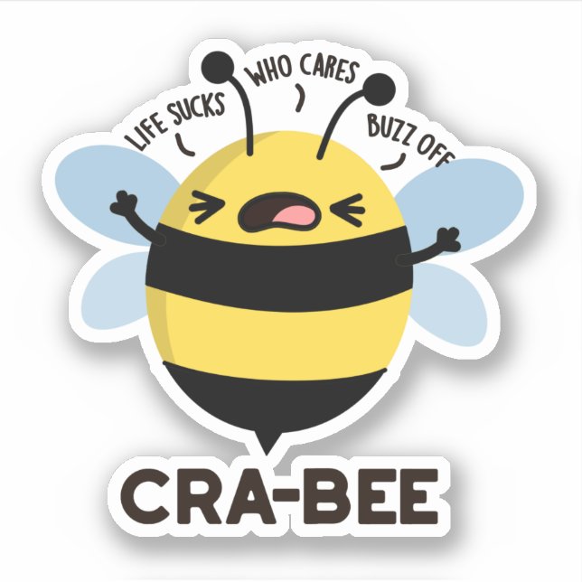 Cra-bee Funny Crabby Bee Pun Aufkleber (Vorderseite)