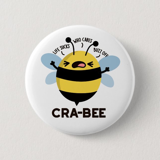 Cra-bee Funny Crabby Bee Pun Button (Vorderseite)