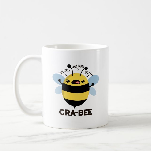 Cra-bee Funny Crabby Bee Pun Kaffeetasse (Links)