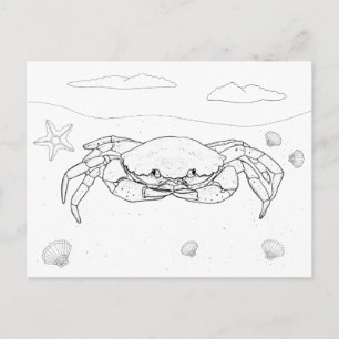 Crab Adult Coloring Postcard Postkarte