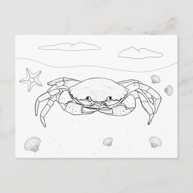 Crab Adult Coloring Postcard Postkarte (Vorderseite)