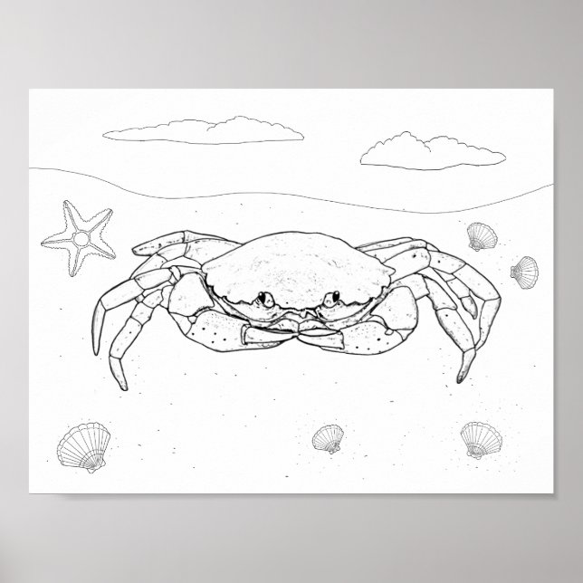 Crab Adult Coloring Poster (Vorne)