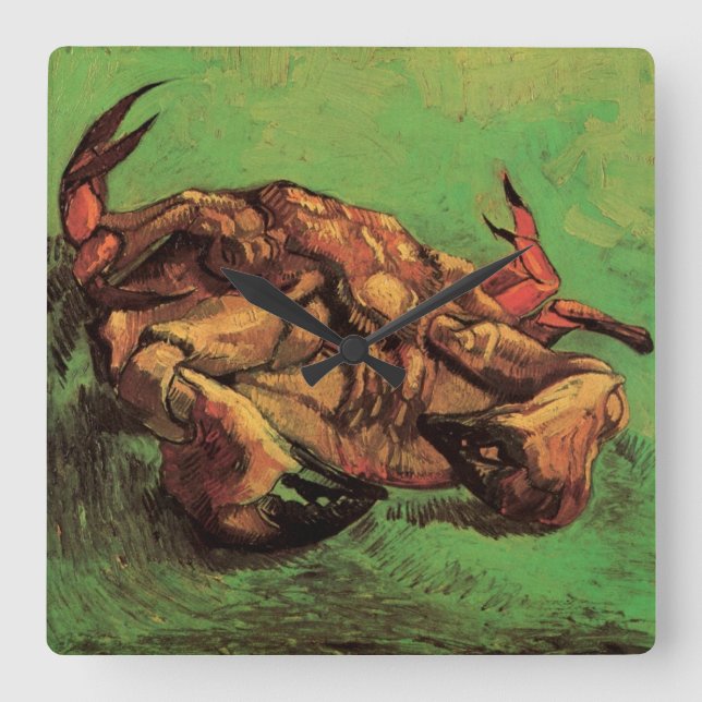 Crab auf dem Rücken von Vincent van Gogh Quadratische Wanduhr (Vorderseite)