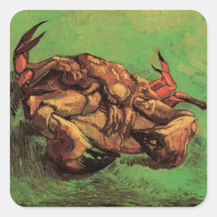 Crab auf dem Rücken von Vincent van Gogh Quadratischer Aufkleber