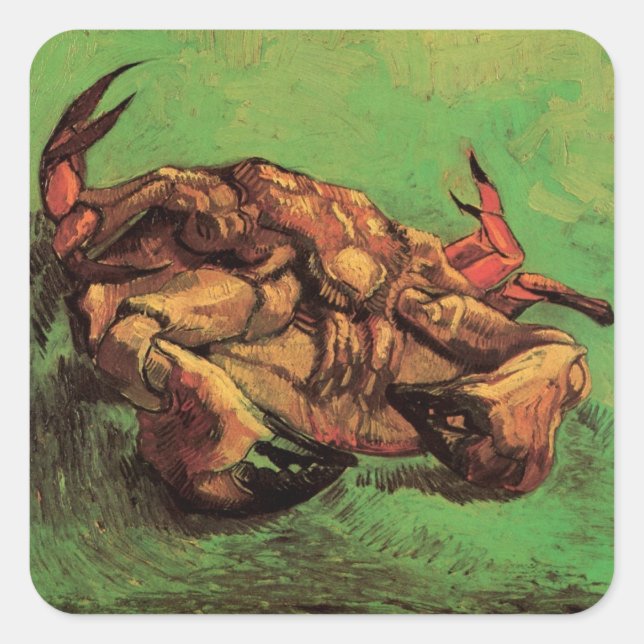 Crab auf dem Rücken von Vincent van Gogh Quadratischer Aufkleber (Vorderseite)