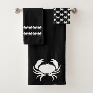 Crab Bath Schwarz-Weiß-Handtuch-Set Badhandtuch Set