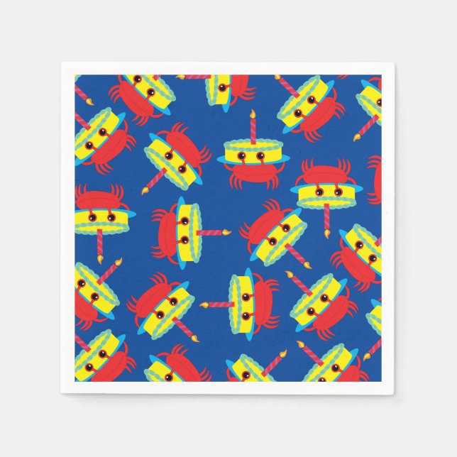 Crab Beach Birthday Party Serviette (Vorderseite)