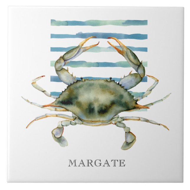 CRAB Beach Coastal MARGATE Keramik Tile Fliese (Vorderseite)
