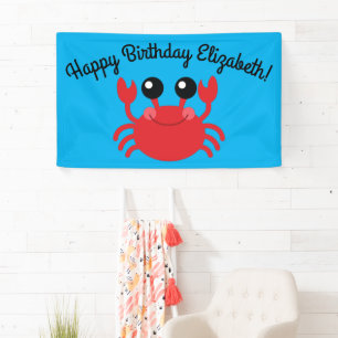 Crab Birthday Party Niedlich Cartoon Kinder Banner
