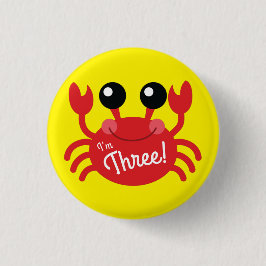 Crab Birthday Party Niedlich Cartoon Kinder Button