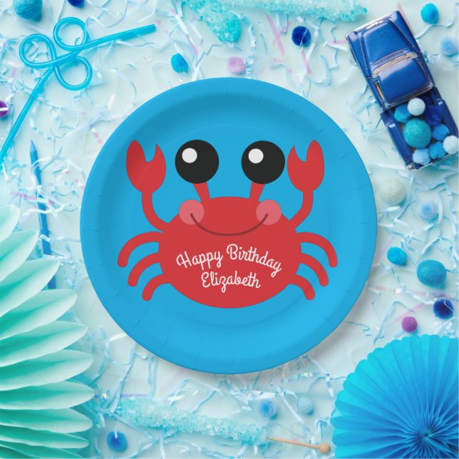 Crab Birthday Party Niedlich Cartoon Kinder Pappteller (Party)