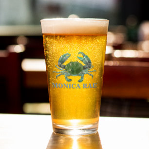 Crab Blue Crustacean Monogram Name Glas