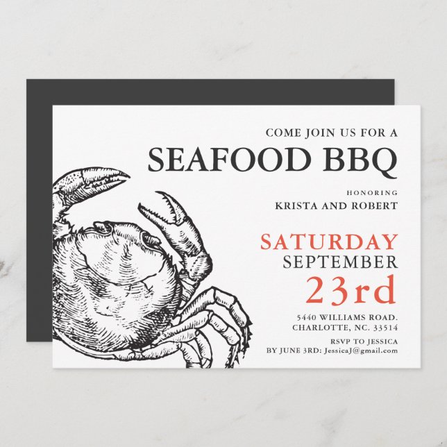 Crab Boil Seafood Party Custom Invitation Einladung (Vorne/Hinten)