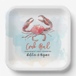 Crab Boil Verlobung Meeresfrüchte Party Wasserfarb Pappteller