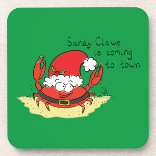 Crab Christmas Tropical Funny Getränkeuntersetzer