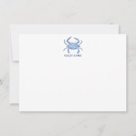 Crab Coastal Chic Personalisiert Flat Note Card Mitteilungskarte