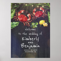 Crab Couple Tropical Wedding Willkommenszeichen