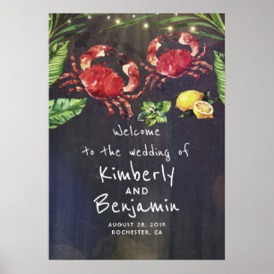Crab Couple Tropical Wedding Willkommenszeichen Poster
