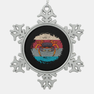 Crab Crabbing Retro Schneeflocken Zinn-Ornament