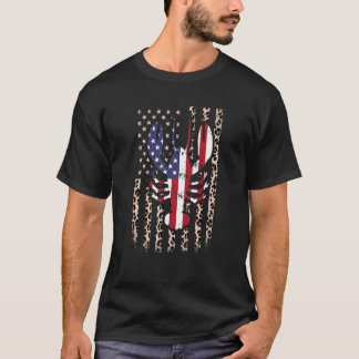 Crab Crawfish American Flag Leopard Pattern 4th Of T-Shirt