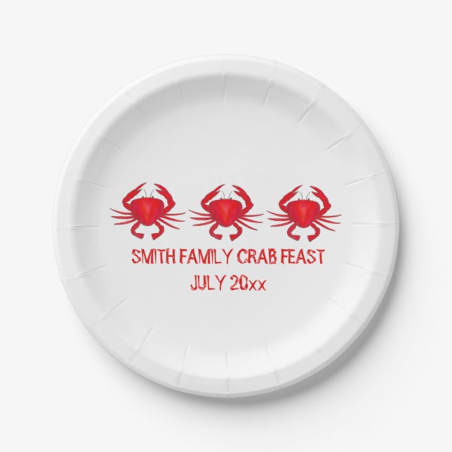 Crab Feast Red Crabs Personalisiert Plate Pappteller (Vorderseite)