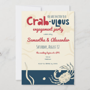 Crab Fee Seafood Boil Engagement Party Einladung