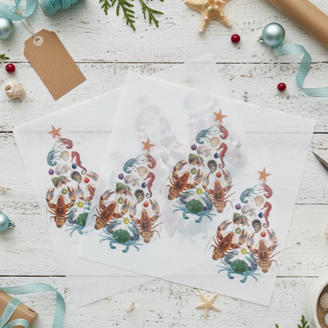 Crab Hummer Weihnachtsbaum Crustacean Sea Holiday Seidenpapier (Von Creator hochgeladen)