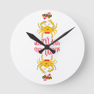 Crab in Maryland Runde Wanduhr