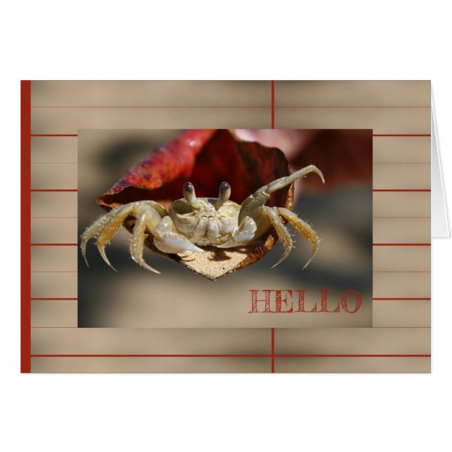 Crab in Red Leaf Grußkarte (Vorderseite (Horizontal))
