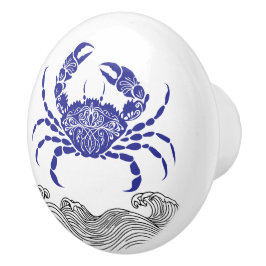 Crab Mandala Blue Keramikknauf