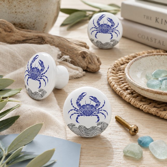 Crab Mandala Blue Keramikknauf (Von Creator hochgeladen)