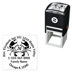 Crab Monogram Family Rücksendeadresse Permastempel