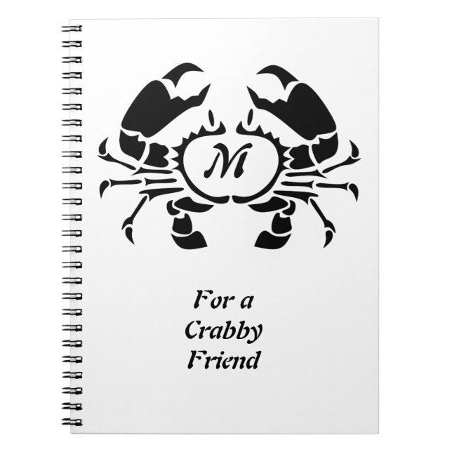 Crab Monogram im Schwarzen Stift Notizblock (Vorderseite)