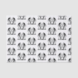 Crab Monogram im Schwarzen Stift Seidenpapier